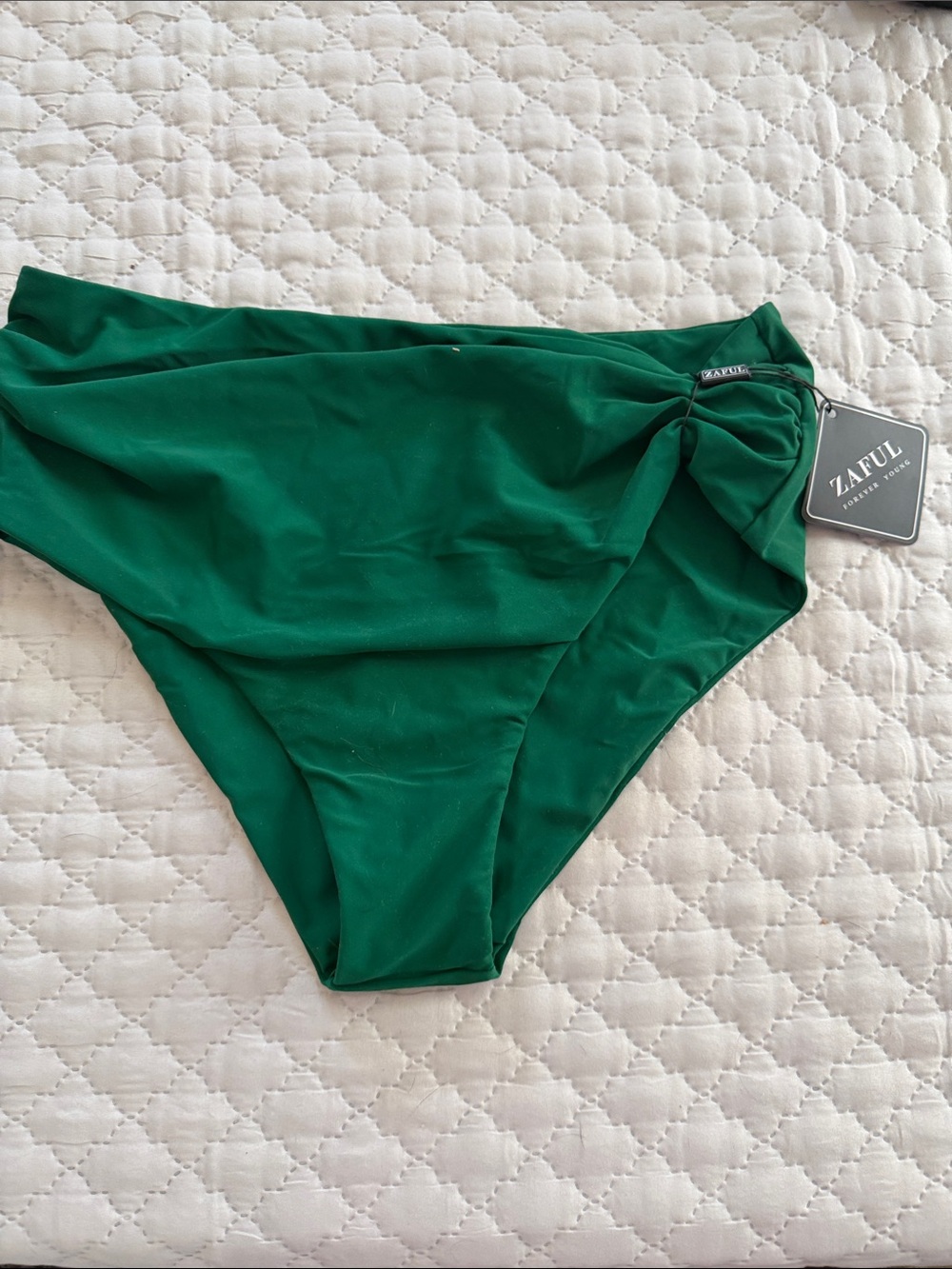 Zaful Deep Green High-Waisted Tummy Control Bikini Bottom NWT
